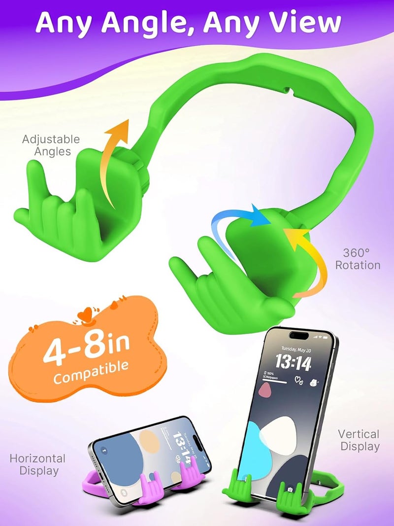 CALDEVER Stocking Stuffers for Teen Boys Girls Cell Phone Stand Upgrade Adjustable Rock on Lazy Phone Stand for Desk Cool Funny Gadget Gifts for Christmas Adult Men Women Wife 2Pack Bright Purple Avocado Green - Image 2